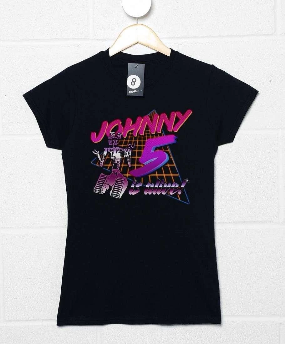 80's Style Johnny 5 Is Alive Fitted Womens T-Shirt 3 80's Style Johnny 5 Is Alive Fitted Womens T-Shirt