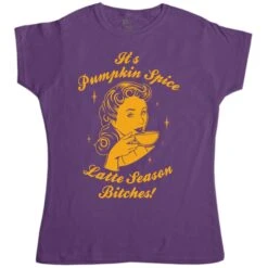 Autumn Pumpkin Spice Latte Season Illustration Womens Fitted T-Shirt