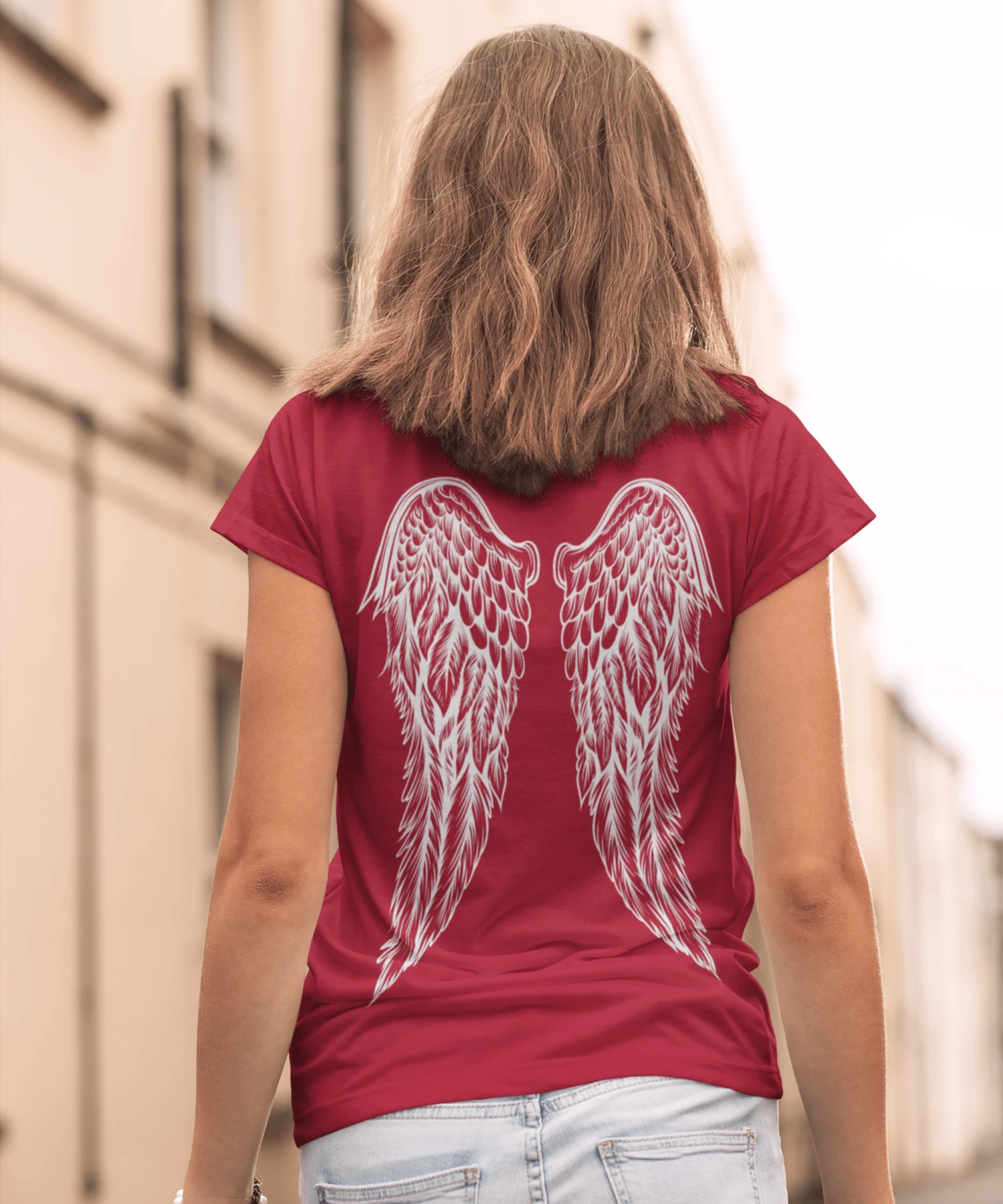 Back Printed Tattoo Style Angel Wings T-Shirt For Women 4 Back Printed Tattoo Style Angel Wings T-Shirt For Women - Image 2