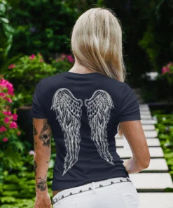 Back Printed Tattoo Style Angel Wings T-Shirt For Women 9 Back Printed Tattoo Style Angel Wings T-Shirt For Women -Maria Sales Store Back Printed Tattoo Style Angel Wings T Shirt for Women 8Ball 7644