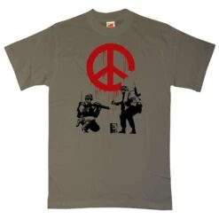 Banksy CND Soldiers T-Shirt -Maria Sales Store Banksy CND Soldiers Graphic T Shirt For Men 8Ball 1114