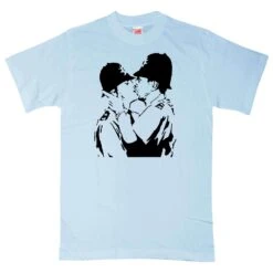 Banksy Kissing Policemen T-Shirt -Maria Sales Store Banksy Kissing Policemen Unisex T Shirt For Men And Women 8Ball 7969