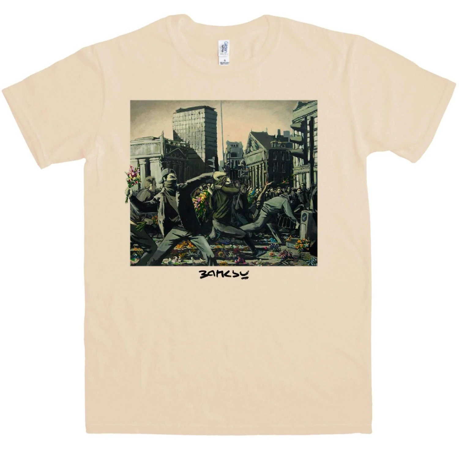 Banksy Riot Painting T-Shirt 4 Banksy Riot Painting T-Shirt - Image 2