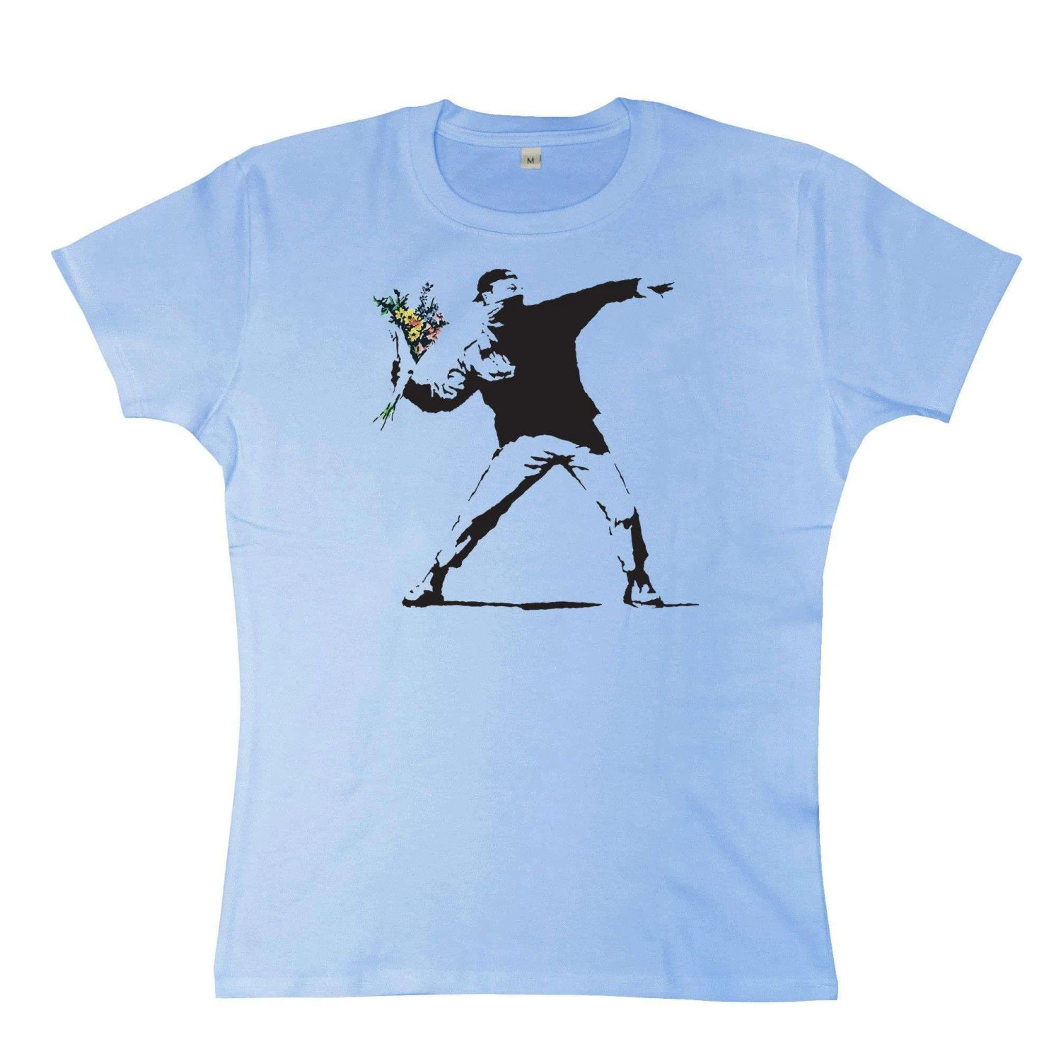 Banksy Throwing Flowers Womens Style T-Shirt 5 Banksy Throwing Flowers Womens Style T-Shirt - Image 3