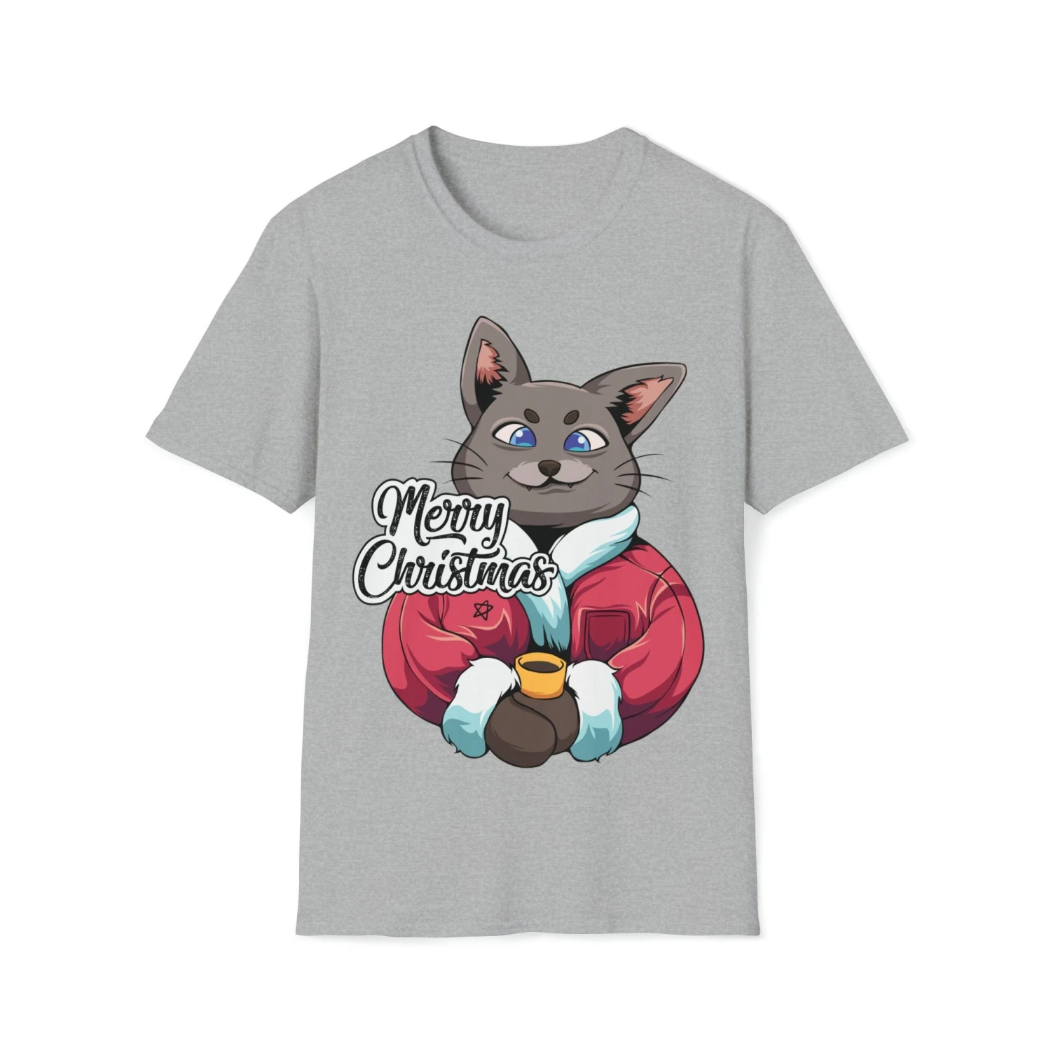 Cat Enjoying Eggnog Merry Christmas Unisex T-Shirt 4 Cat Enjoying Eggnog Merry Christmas Unisex T-Shirt - Image 2