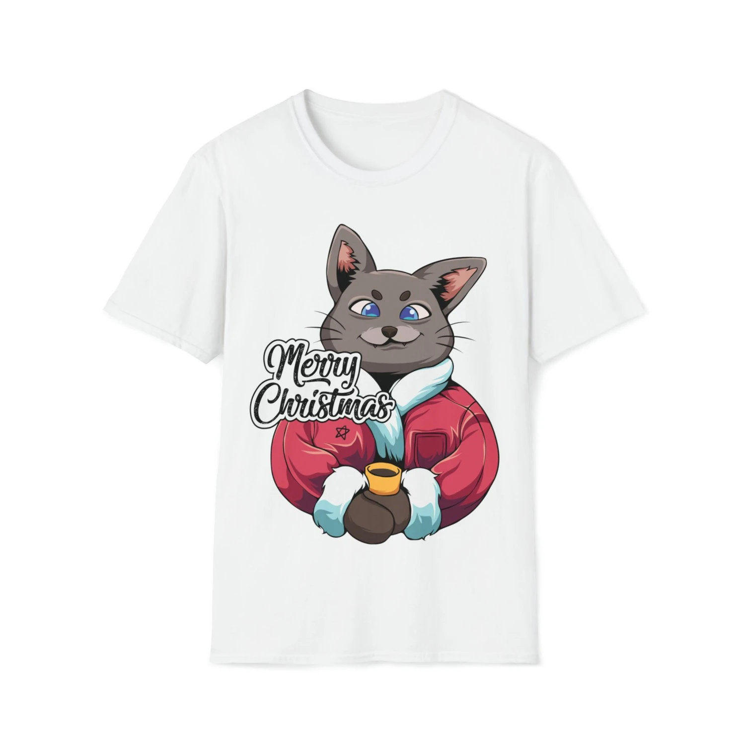 Cat Enjoying Eggnog Merry Christmas Unisex T-Shirt 5 Cat Enjoying Eggnog Merry Christmas Unisex T-Shirt - Image 3