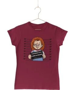 Chucky Mugshot Horror Film Tribute Fitted Womens T-Shirt
