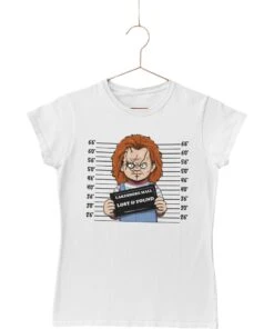 Chucky Mugshot Horror Film Tribute Fitted Womens T-Shirt -Maria Sales Store Chucky Mugshot Horror Film Tribute Fitted Womens T Shirt 8Ball 7971