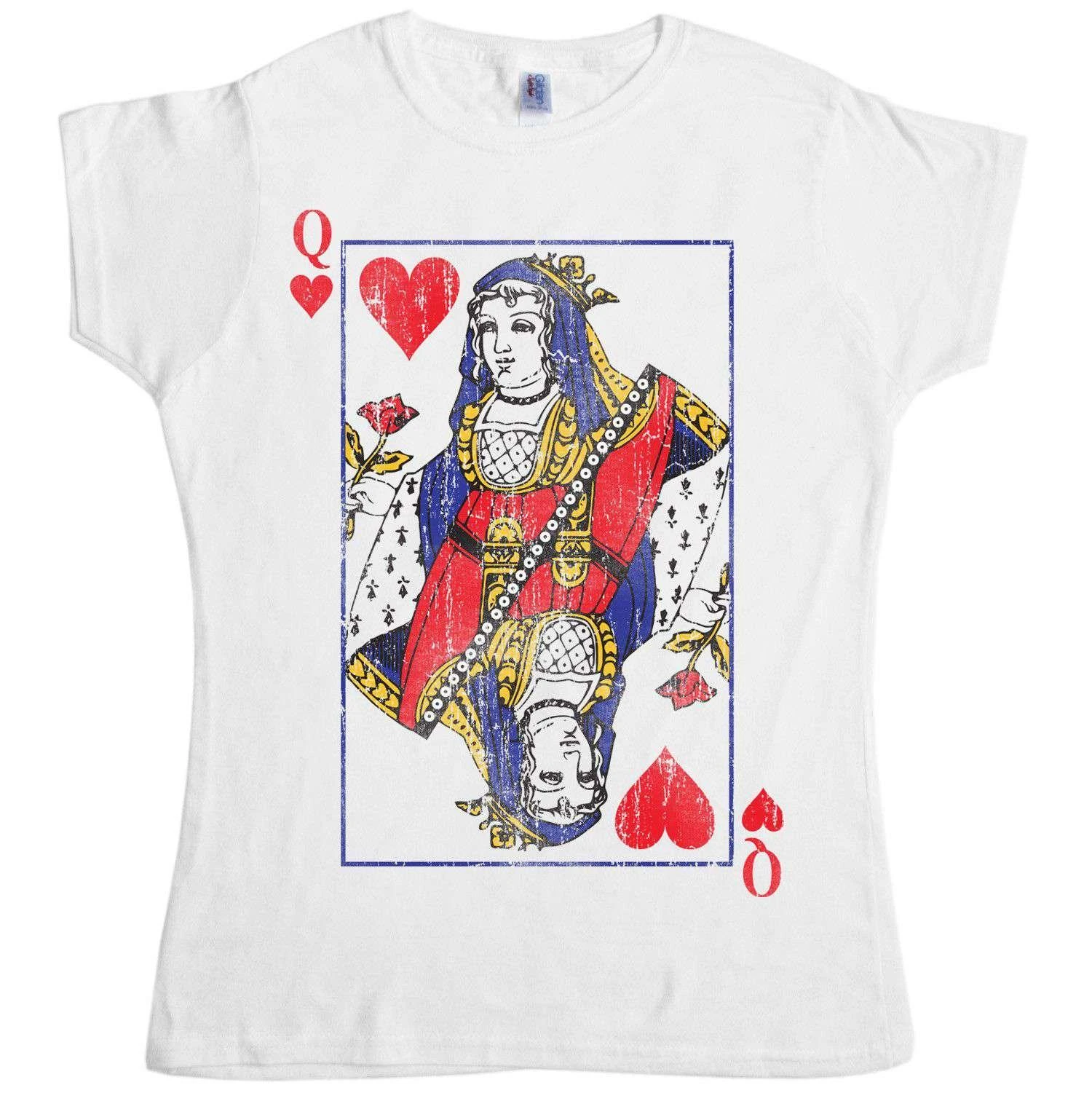 Distressed Queen Of Hearts Womens Style T-Shirt 3 Distressed Queen Of Hearts Womens Style T-Shirt