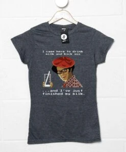 Drink Milk Kick Ass Fitted Womens T-Shirt