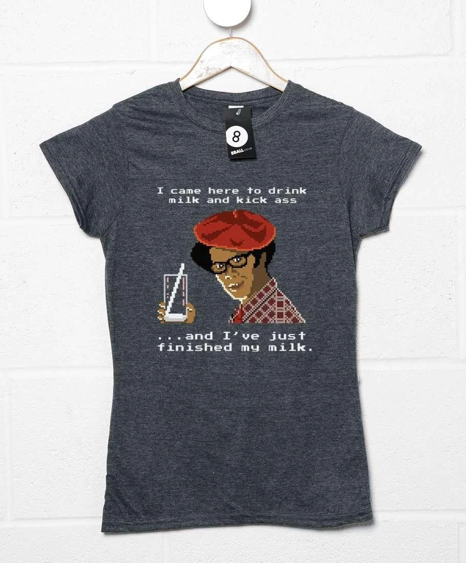 Drink Milk Kick Ass Fitted Womens T-Shirt 3 Drink Milk Kick Ass Fitted Womens T-Shirt