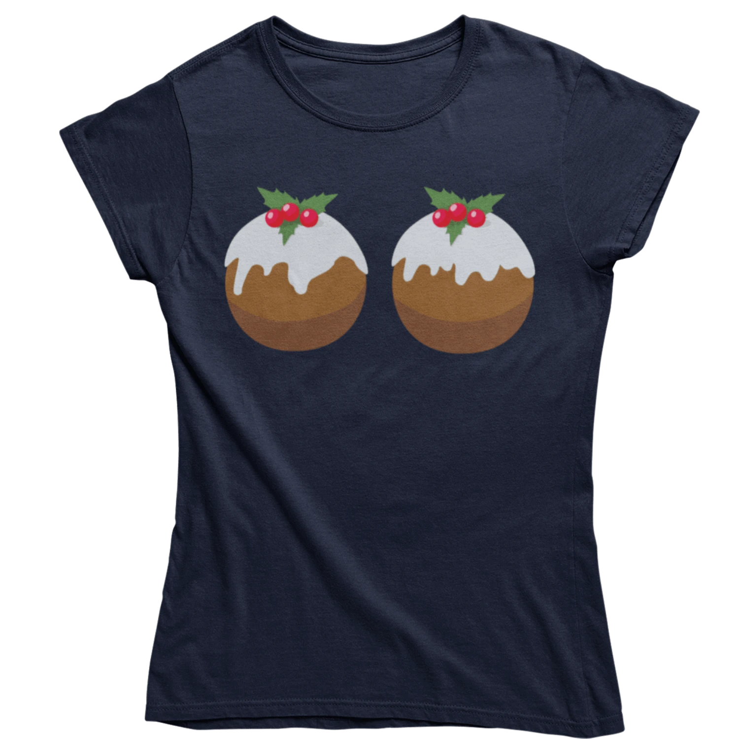 Fun Christmas Puddings T-Shirt For Women 3 Fun Christmas Puddings T-Shirt For Women