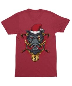 Golden Boar Santa Unisex Christmas T-Shirt