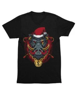 Front Page 27 Front Page -Maria Sales Store Golden Boar Santa Unisex Christmas Graphic T Shirt For Men 8Ball 863