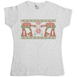 Knitted Jumper Style Snow Walkers Alt Colours Fitted Womens T-Shirt