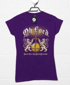 Lord Bless Thy Hand Grenade Womens Fitted T-Shirt, Inspired By The Holy Grail