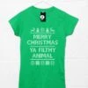Merry Christmas Ya Filthy Animal Knitted Style T-Shirt For Women -Maria Sales Store Merry Christmas Ya Filthy Animal Knitted Style T Shirt for Women 8Ball 8039