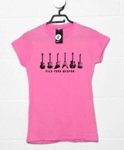 Pick Your Guitar Weapon Womens Fitted T-Shirt -Maria Sales Store Pick Your Guitar Weapon Womens Fitted T Shirt 8Ball 4594