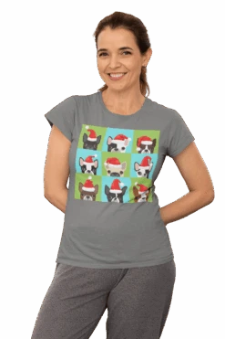 Santa Hat Pugs Christmas T-Shirt For Women -Maria Sales Store Santa Hat Pugs Christmas T Shirt for Women 8Ball 2667