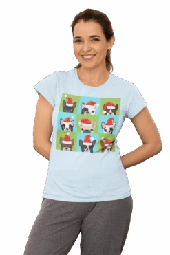 Santa Hat Pugs Christmas T-Shirt For Women -Maria Sales Store Santa Hat Pugs Christmas T Shirt for Women 8Ball 4757