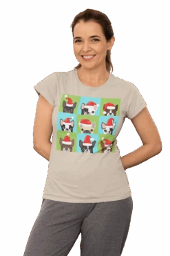 Santa Hat Pugs Christmas T-Shirt For Women -Maria Sales Store Santa Hat Pugs Christmas T Shirt for Women 8Ball 8727