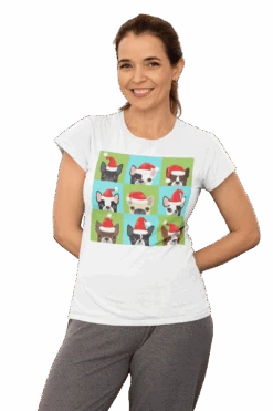 Santa Hat Pugs Christmas T-Shirt For Women -Maria Sales Store Santa Hat Pugs Christmas T Shirt for Women 8Ball 984