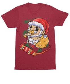 Skateboarding Baby Santa Unisex Christmas T-Shirt -Maria Sales Store Skateboarding Baby Santa Unisex Christmas T Shirt For Men 8Ball 9207