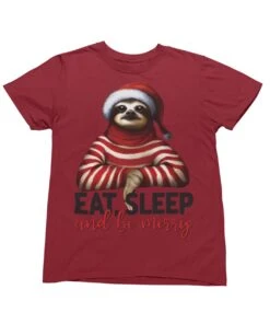 Sloth Eat Sleep And Be Merry Christmas T-Shirt -Maria Sales Store Sloth Eat Sleep And Be Merry Christmas Unisex T Shirt For Men 8Ball 963