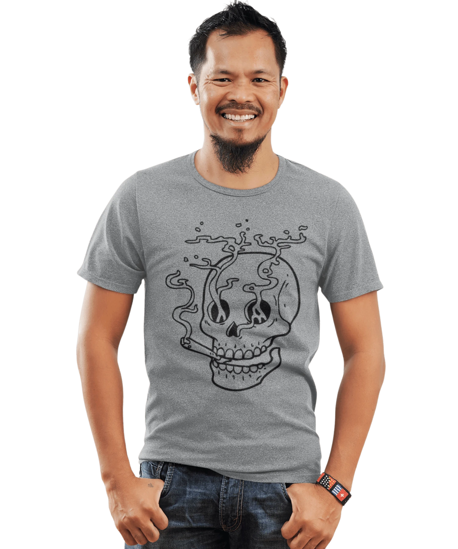 Smoking Skull Tattoo Design Adult Unisex T-Shirt 3 Smoking Skull Tattoo Design Adult Unisex T-Shirt