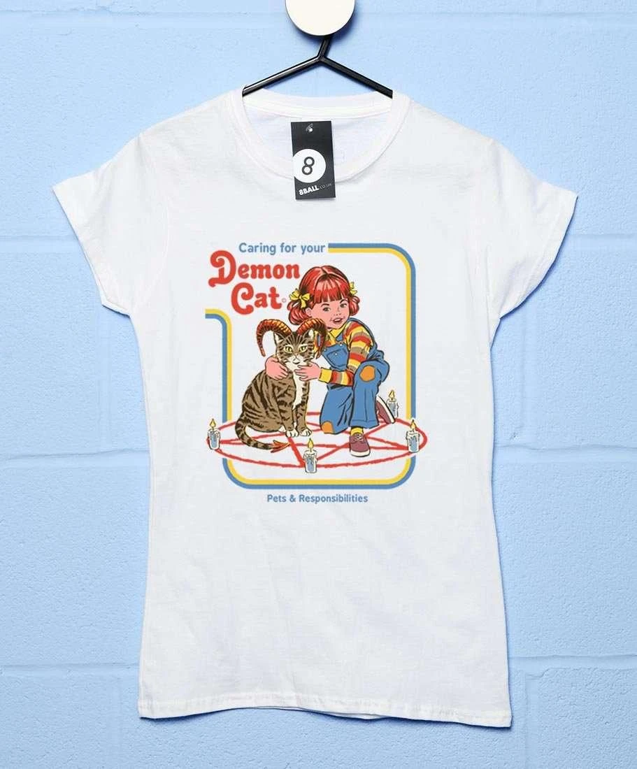 Steven Rhodes Demon Cat Fitted Womens T-Shirt 5 Steven Rhodes Demon Cat Fitted Womens T-Shirt - Image 3