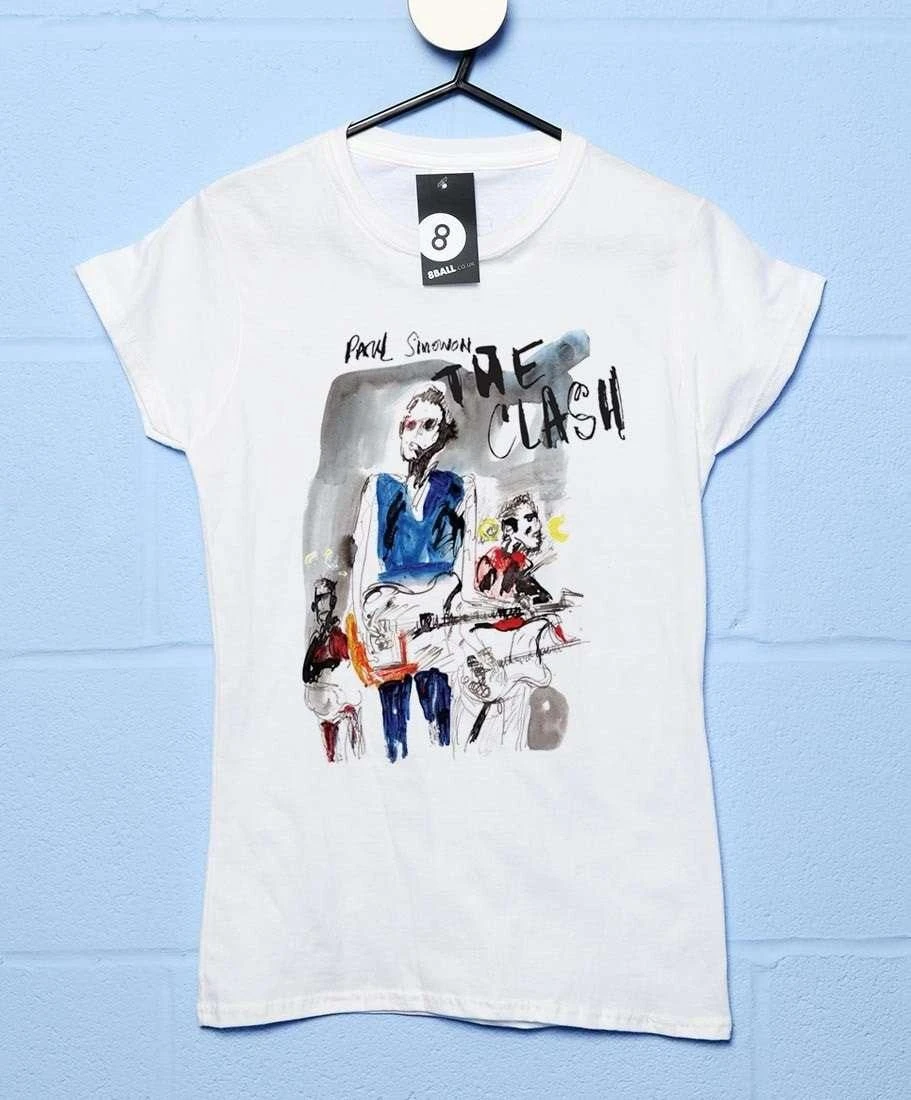 The Clash Paul Simonon On Stage Fitted Womens T-Shirt 3 The Clash Paul Simonon On Stage Fitted Womens T-Shirt