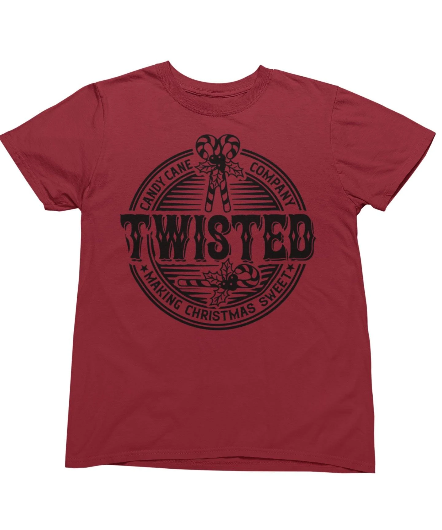 Twisted Candy Cane Mono Christmas T-Shirt 5 Twisted Candy Cane Mono Christmas T-Shirt - Image 3