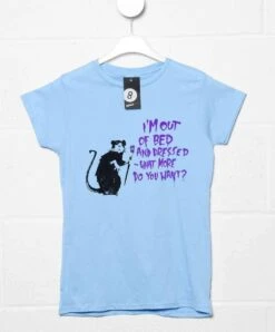 Banksy Out Of Bed Rat Fitted Womens T-Shirt