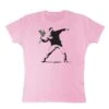 Banksy Throwing Flowers Womens Style T-Shirt -Maria Sales Store banksy womens t shirt throwing flowers 8ball 1