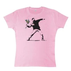 Banksy Throwing Flowers Womens Style T-Shirt