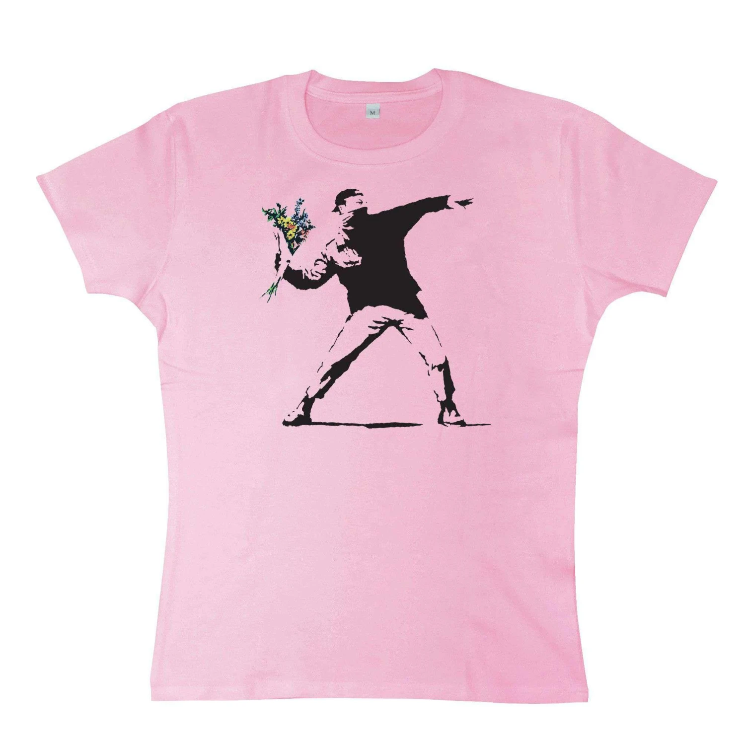 Banksy Throwing Flowers Womens Style T-Shirt 3 Banksy Throwing Flowers Womens Style T-Shirt